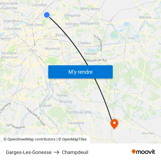 Garges-Les-Gonesse to Champdeuil map