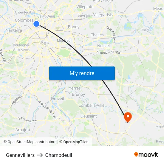 Gennevilliers to Champdeuil map