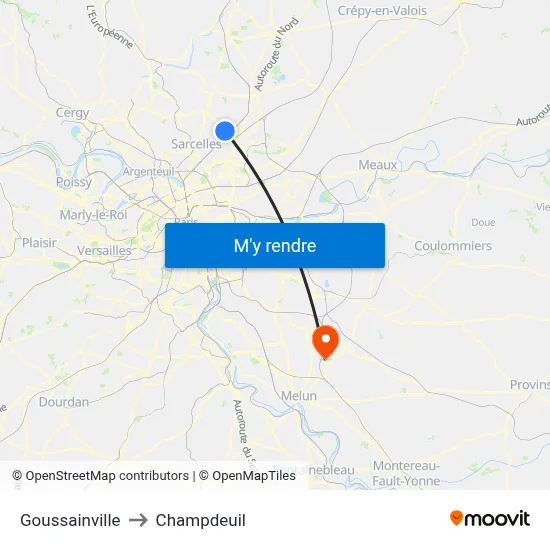 Goussainville to Champdeuil map