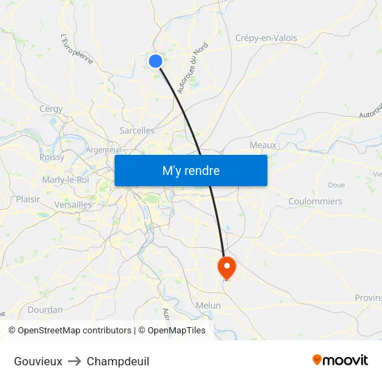 Gouvieux to Champdeuil map