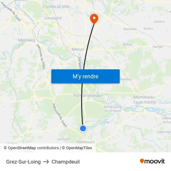 Grez-Sur-Loing to Champdeuil map