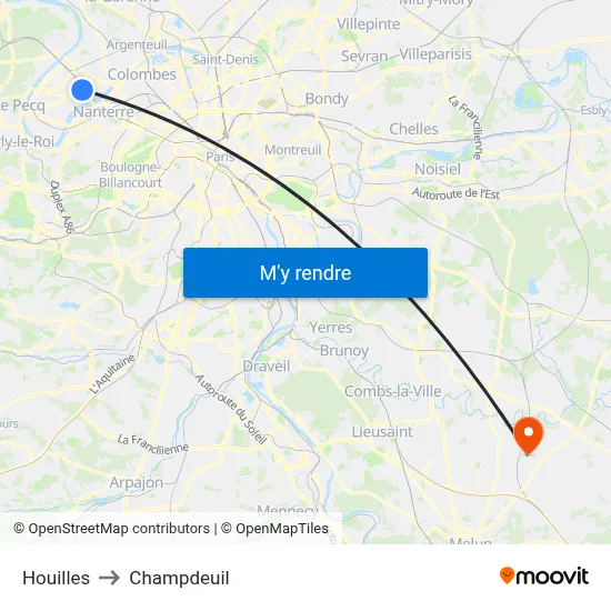 Houilles to Champdeuil map