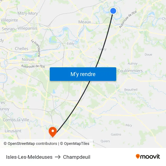 Isles-Les-Meldeuses to Champdeuil map