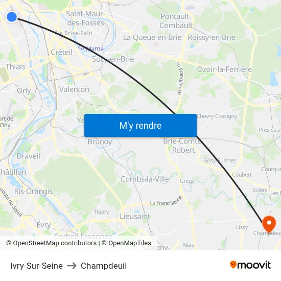 Ivry-Sur-Seine to Champdeuil map