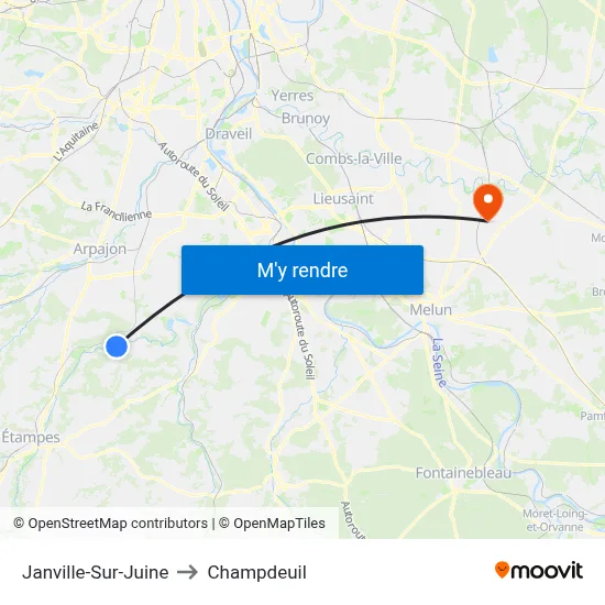 Janville-Sur-Juine to Champdeuil map