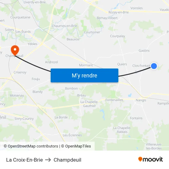 La Croix-En-Brie to Champdeuil map