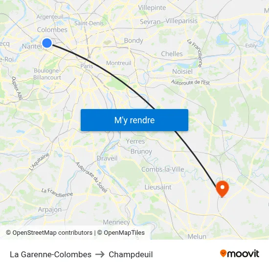La Garenne-Colombes to Champdeuil map