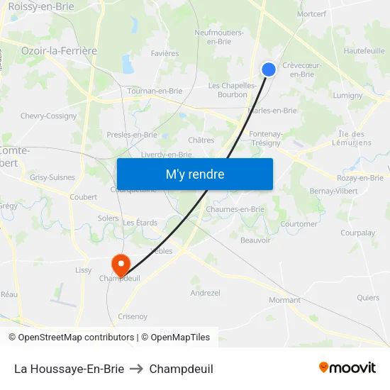 La Houssaye-En-Brie to Champdeuil map