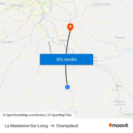 La Madeleine-Sur-Loing to Champdeuil map