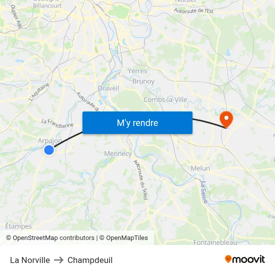 La Norville to Champdeuil map