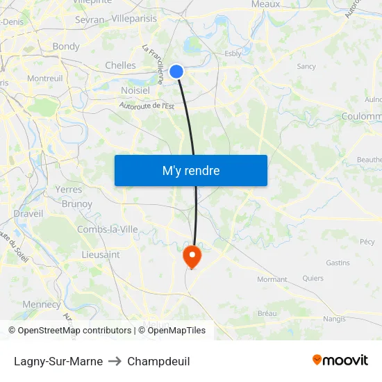 Lagny-Sur-Marne to Champdeuil map