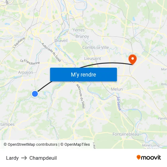 Lardy to Champdeuil map