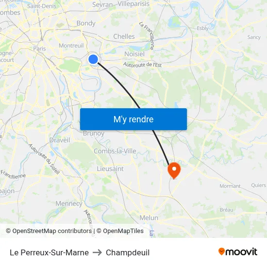 Le Perreux-Sur-Marne to Champdeuil map