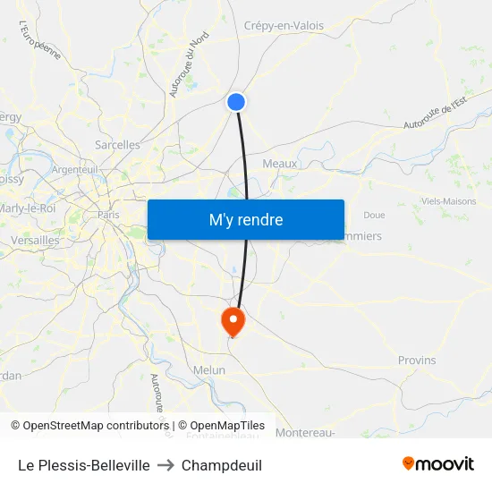Le Plessis-Belleville to Champdeuil map