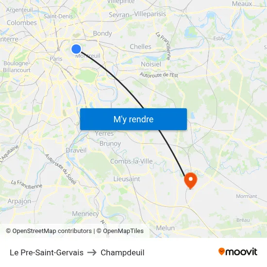 Le Pre-Saint-Gervais to Champdeuil map