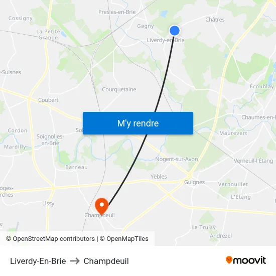 Liverdy-En-Brie to Champdeuil map