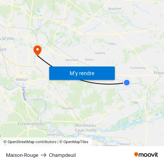 Maison-Rouge to Champdeuil map