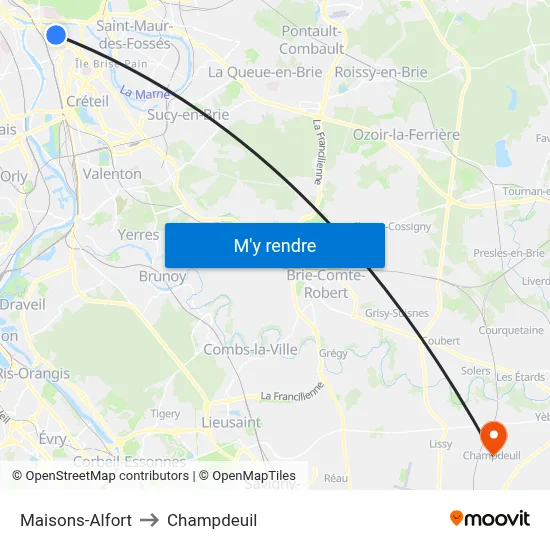 Maisons-Alfort to Champdeuil map