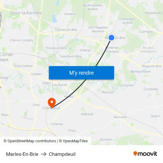 Marles-En-Brie to Champdeuil map