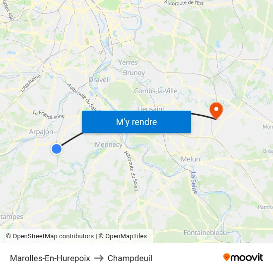 Marolles-En-Hurepoix to Champdeuil map