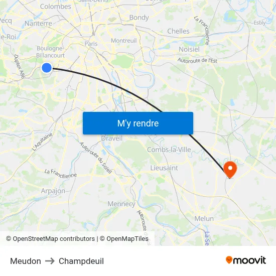 Meudon to Champdeuil map