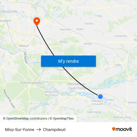 Misy-Sur-Yonne to Champdeuil map