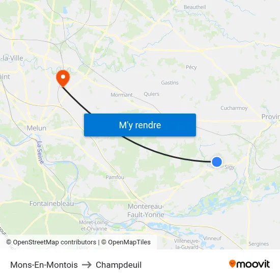 Mons-En-Montois to Champdeuil map