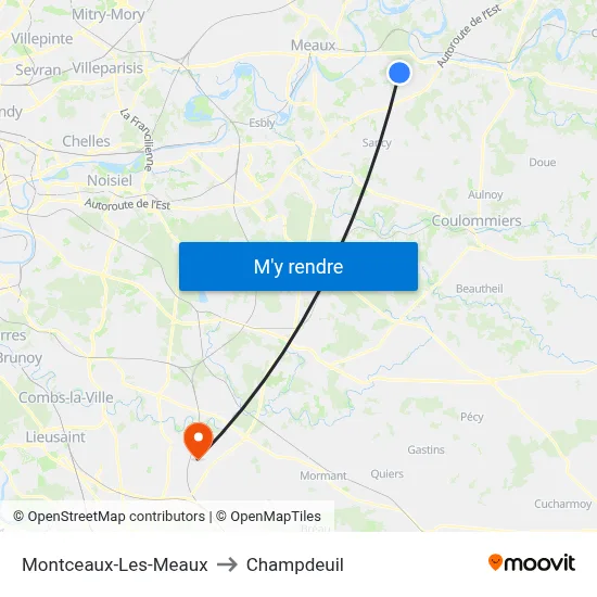 Montceaux-Les-Meaux to Champdeuil map