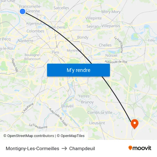Montigny-Les-Cormeilles to Champdeuil map