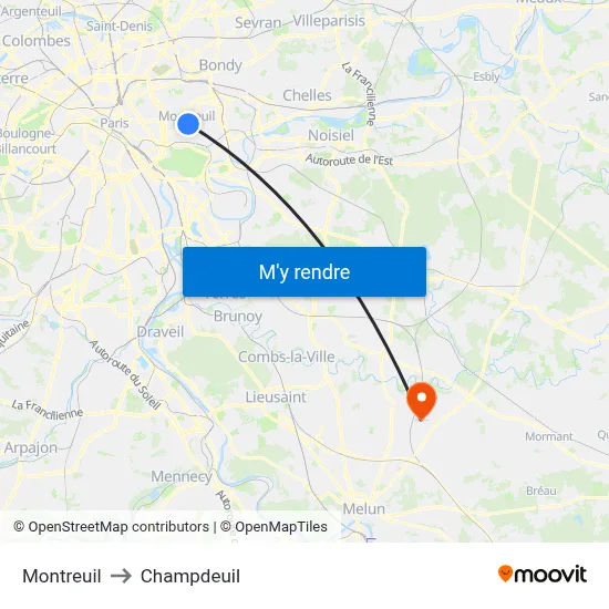 Montreuil to Champdeuil map