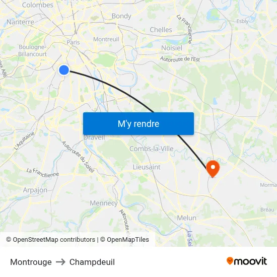 Montrouge to Champdeuil map