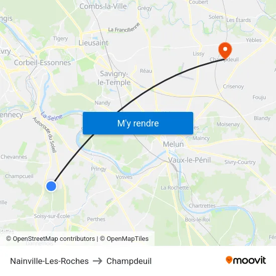 Nainville-Les-Roches to Champdeuil map