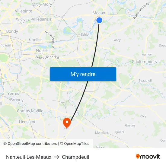 Nanteuil-Les-Meaux to Champdeuil map
