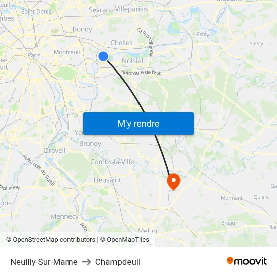 Neuilly-Sur-Marne to Champdeuil map