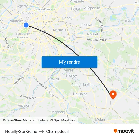 Neuilly-Sur-Seine to Champdeuil map