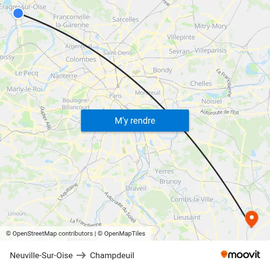 Neuville-Sur-Oise to Champdeuil map