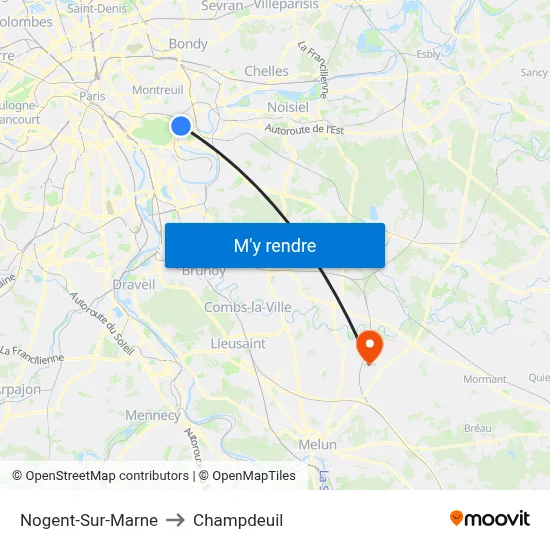Nogent-Sur-Marne to Champdeuil map
