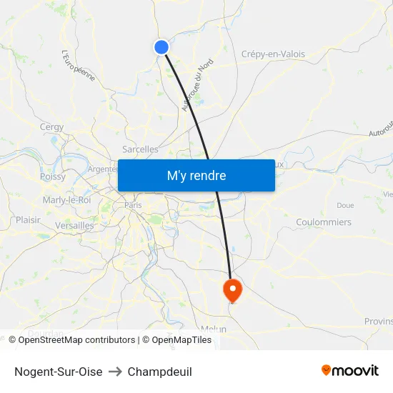 Nogent-Sur-Oise to Champdeuil map