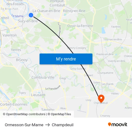 Ormesson-Sur-Marne to Champdeuil map
