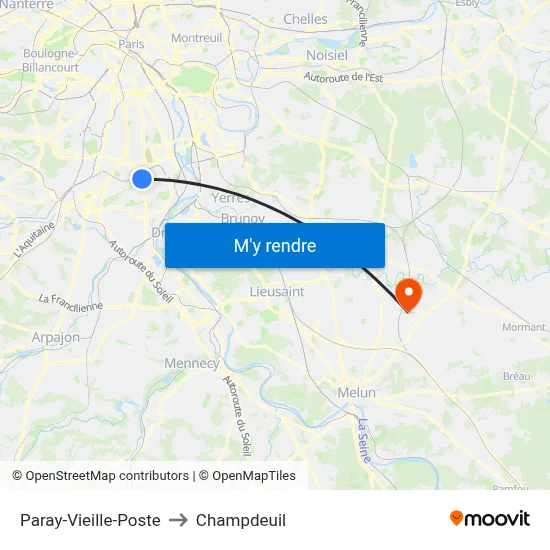Paray-Vieille-Poste to Champdeuil map