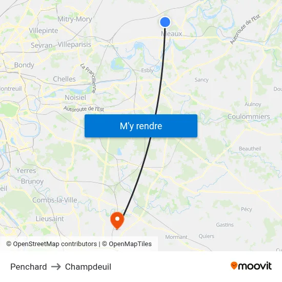 Penchard to Champdeuil map