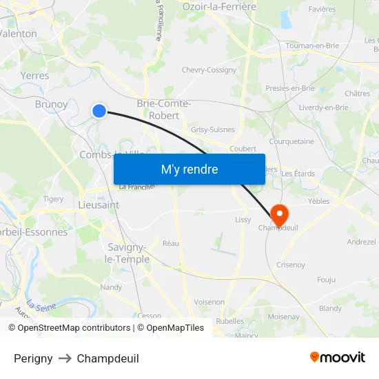 Perigny to Champdeuil map