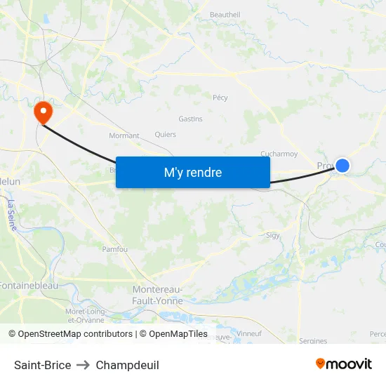 Saint-Brice to Champdeuil map