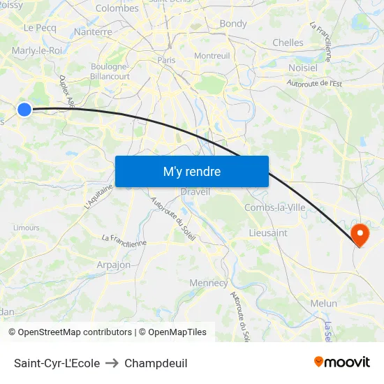 Saint-Cyr-L'Ecole to Champdeuil map