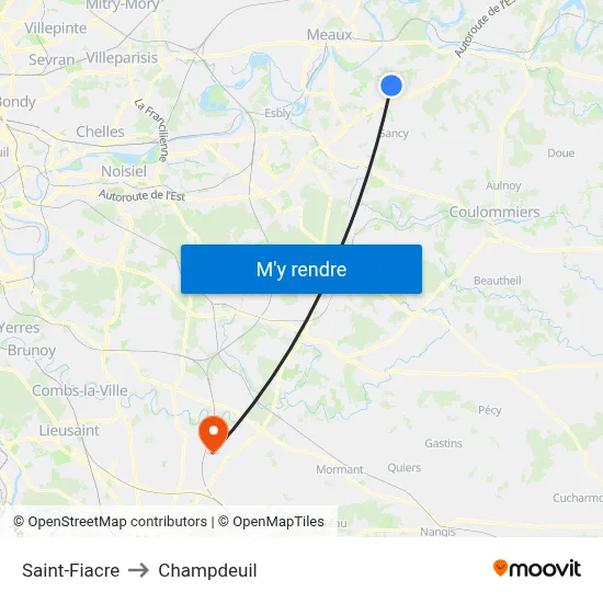 Saint-Fiacre to Champdeuil map