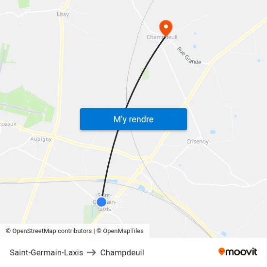 Saint-Germain-Laxis to Champdeuil map