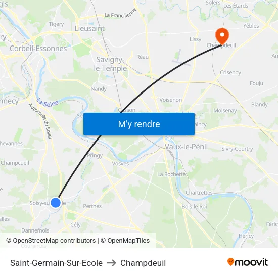 Saint-Germain-Sur-Ecole to Champdeuil map