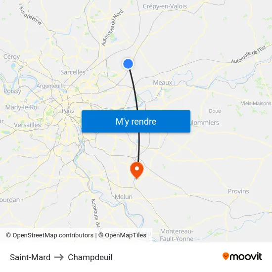 Saint-Mard to Champdeuil map