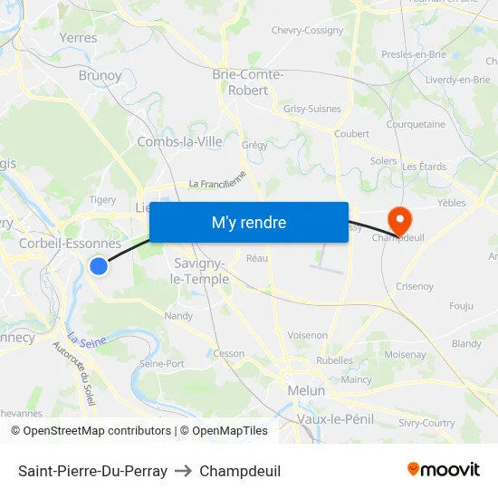 Saint-Pierre-Du-Perray to Champdeuil map