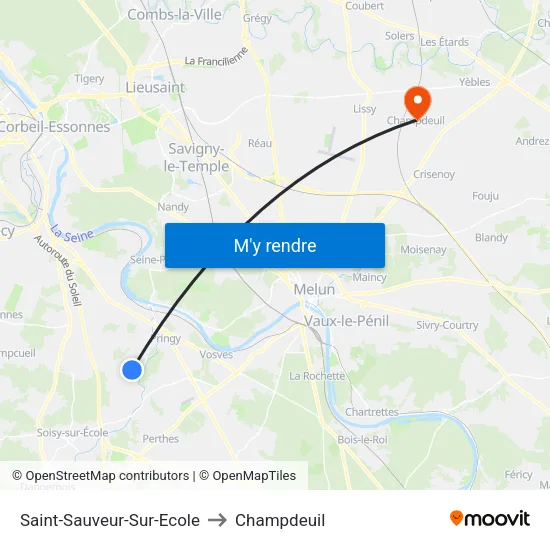 Saint-Sauveur-Sur-Ecole to Champdeuil map